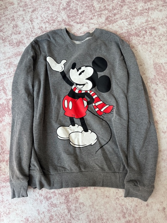 Disney Sweaters - Disney Gray Crewneck with Red-Accented Mickey Graphic